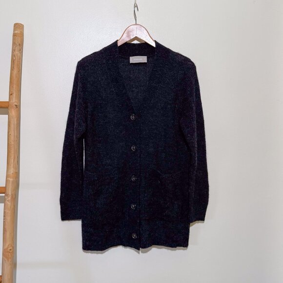 Everlane Alpaca Wool Blend Cardigan in Dark Gray XS - Picture 2 of 5